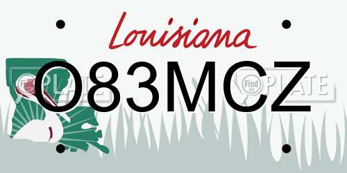 O83MCZ Louisiana License Plate