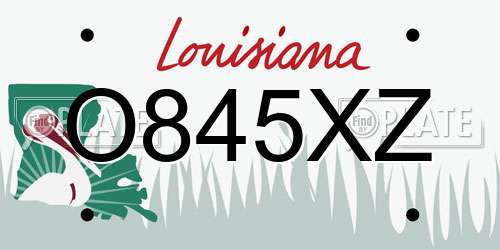 O845XZ Louisiana License Plate