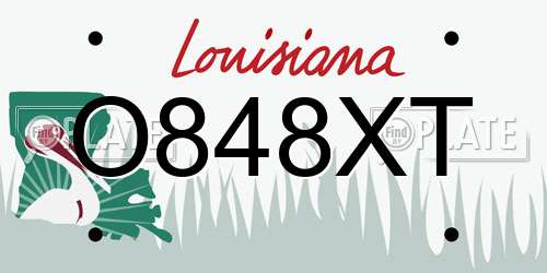 O848XT Louisiana License Plate