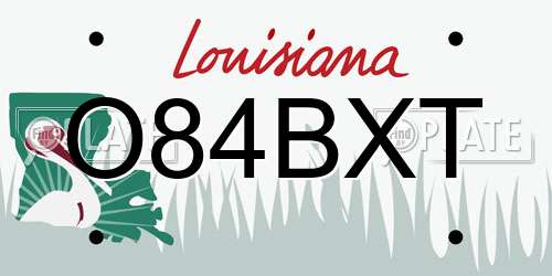 O84BXT Louisiana License Plate