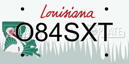 O84SXT Louisiana License Plate