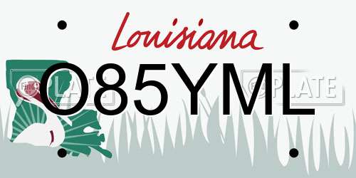 O85YML Louisiana License Plate