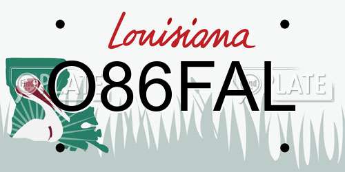 O86FAL Louisiana License Plate
