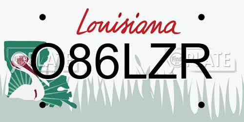O86LZR Louisiana License Plate