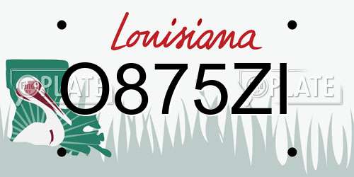 O875ZI Louisiana License Plate