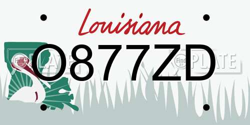 O877ZD Louisiana License Plate