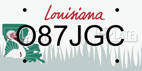 O87JGC Louisiana License Plate