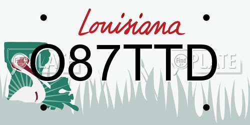 O87TTD Louisiana License Plate