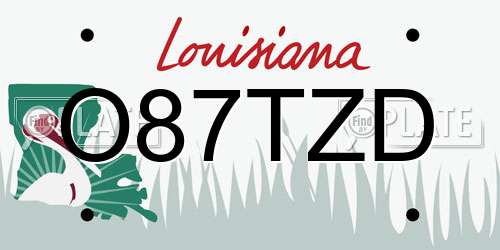O87TZD Louisiana License Plate