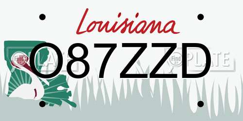 O87ZZD Louisiana License Plate