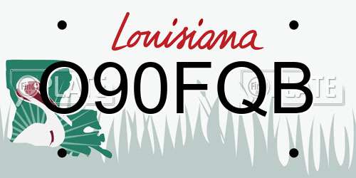 O90FQB Louisiana License Plate