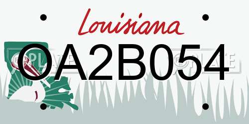 OA2B054 Louisiana License Plate