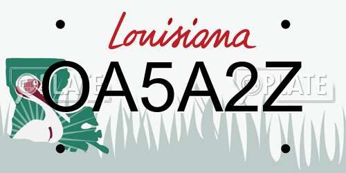 OA5A2Z Louisiana License Plate