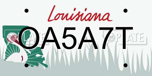 OA5A7T Louisiana License Plate