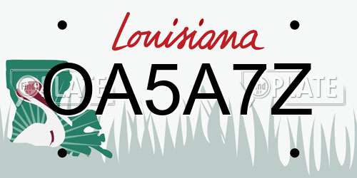 OA5A7Z Louisiana License Plate