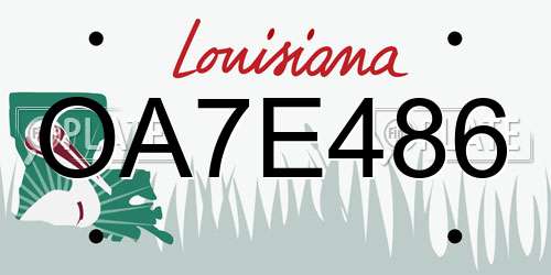 OA7E486 Louisiana License Plate