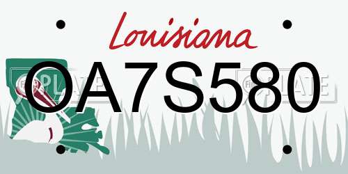 OA7S580 Louisiana License Plate