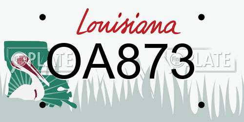 OA873 Louisiana License Plate