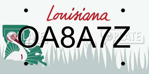 OA8A7Z Louisiana License Plate
