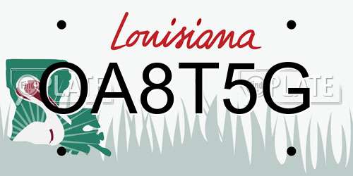 OA8T5G Louisiana License Plate