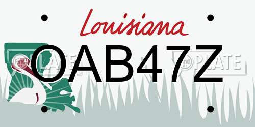 OAB47Z Louisiana License Plate