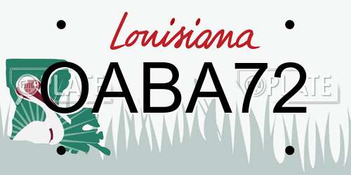 OABA72 Louisiana License Plate