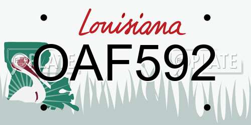 OAF592 Louisiana License Plate
