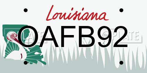 OAFB92 Louisiana License Plate