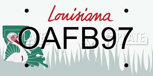 OAFB97 Louisiana License Plate