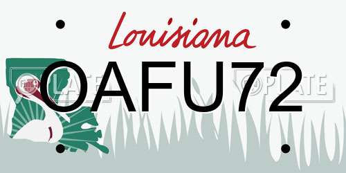 OAFU72 Louisiana License Plate