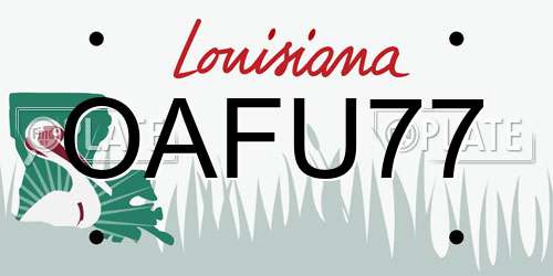 OAFU77 Louisiana License Plate