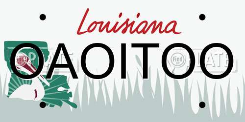 OAOITOO Louisiana License Plate