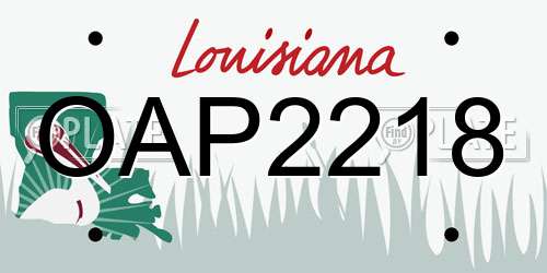 OAP2218 Louisiana License Plate