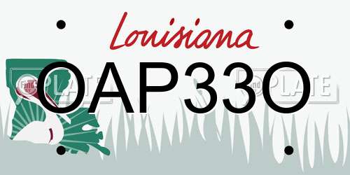 OAP33O Louisiana License Plate