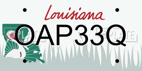 OAP33Q Louisiana License Plate