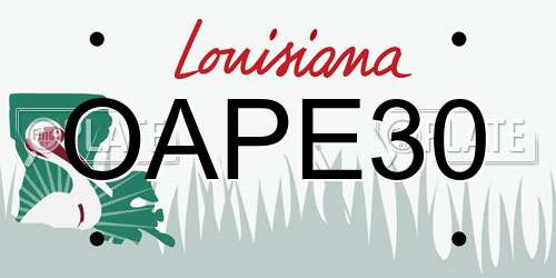 OAPE30 Louisiana License Plate