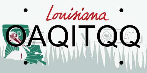 OAQITQQ Louisiana License Plate