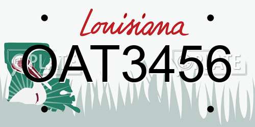 OAT3456 Louisiana License Plate