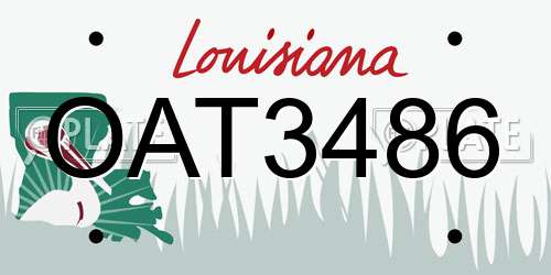OAT3486 Louisiana License Plate