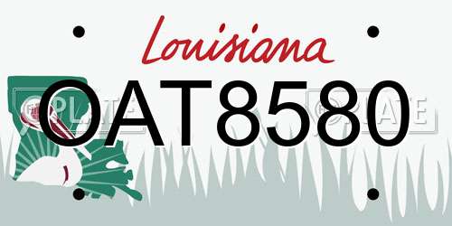OAT8580 Louisiana License Plate
