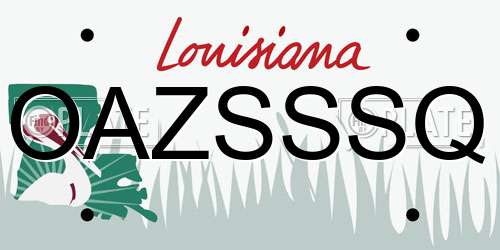 OAZSSSQ Louisiana License Plate