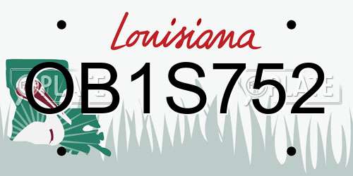 OB1S752 Louisiana License Plate