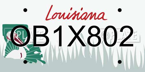 OB1X802 Louisiana License Plate