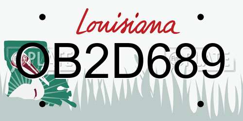 OB2D689 Louisiana License Plate