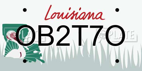 OB2T7O Louisiana License Plate