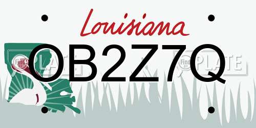 OB2Z7Q Louisiana License Plate