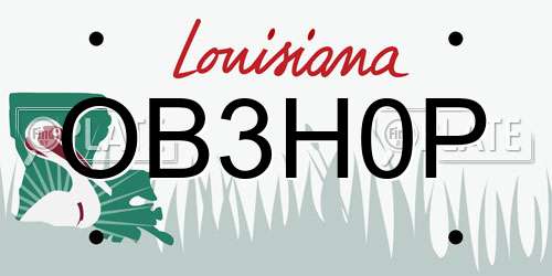 OB3H0P Louisiana License Plate
