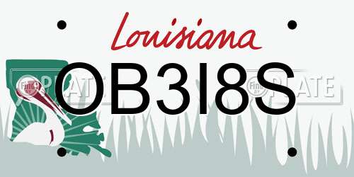 OB3I8S Louisiana License Plate