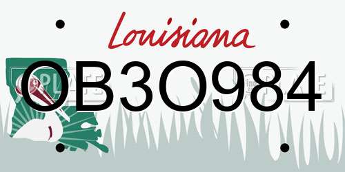 OB3O984 Louisiana License Plate