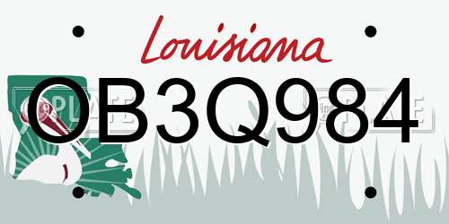 OB3Q984 Louisiana License Plate